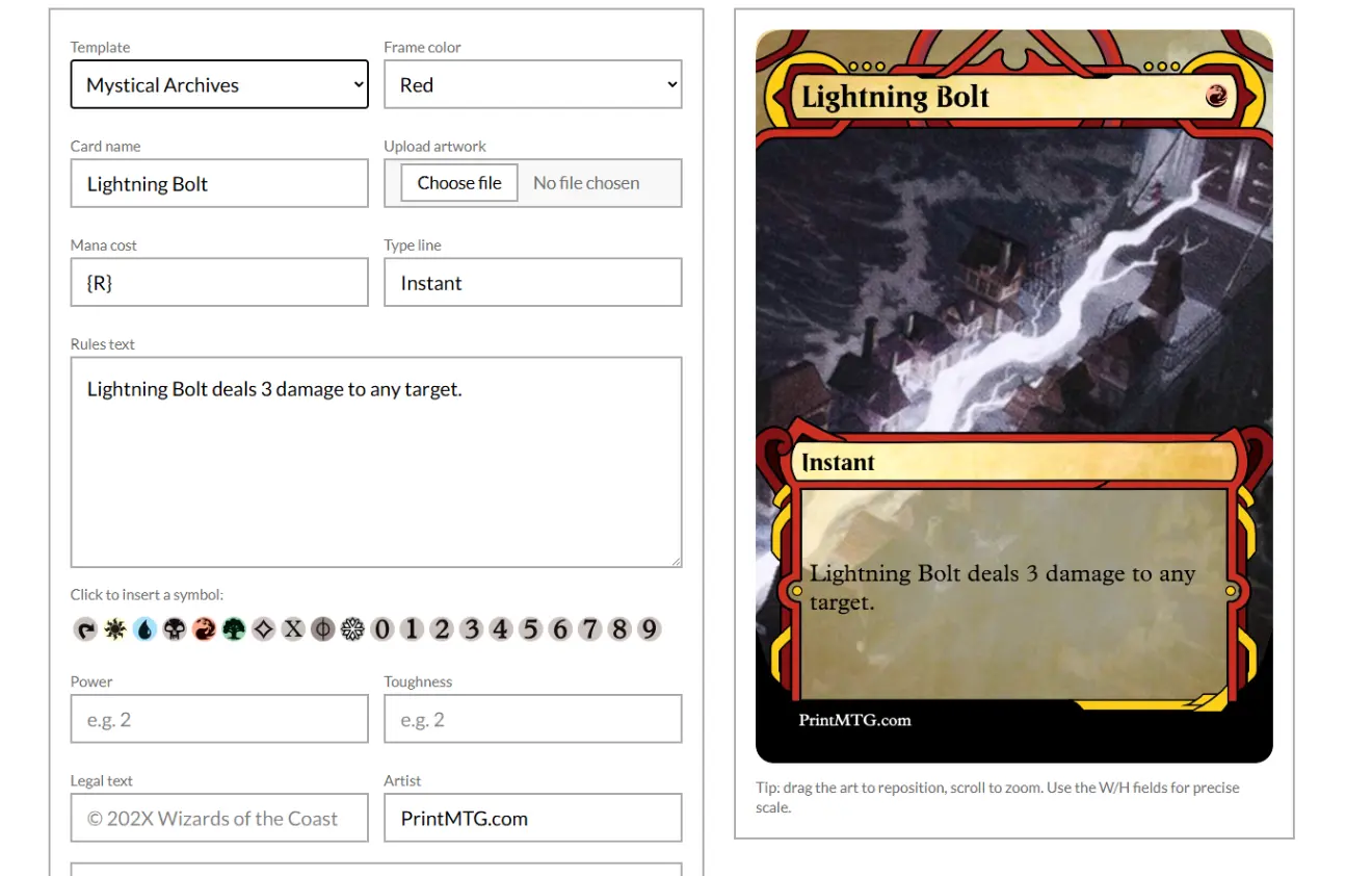 myst style mtg card maker